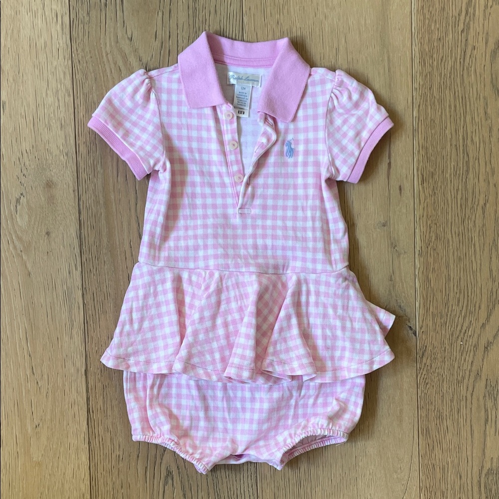 Polo Ralph Lauren Pink Checkered Baby Romper
